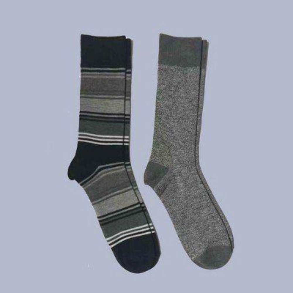 2pk Striped Novelty Crew Socks - Goodfellow Grey